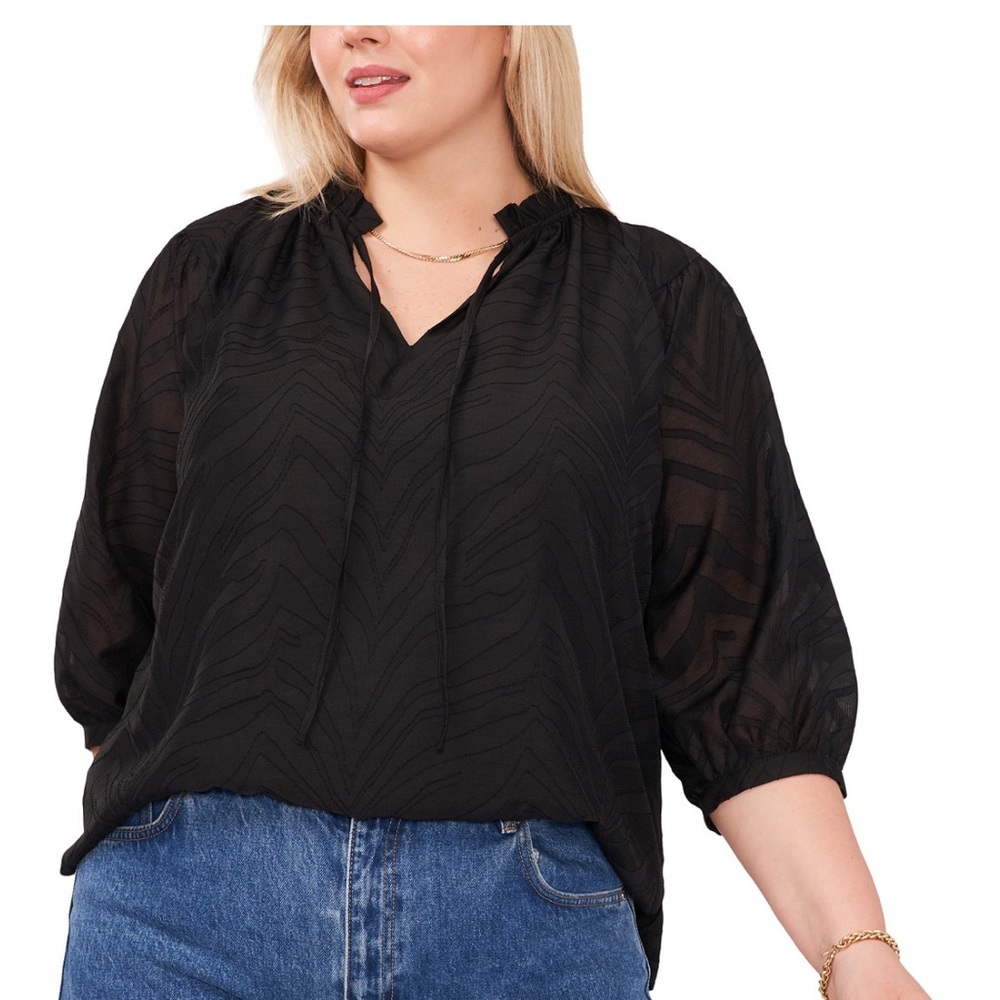 Vince Camuto Black Patterned Blouse NWT retail $68